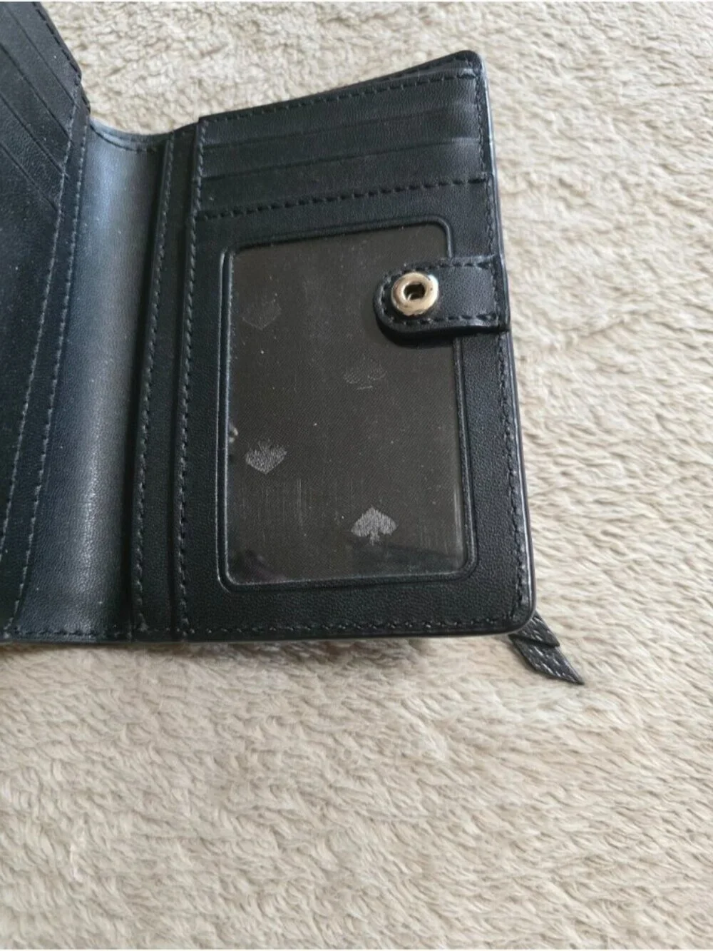 Kate Spade Small Bifold Wallet Black Textured Leather